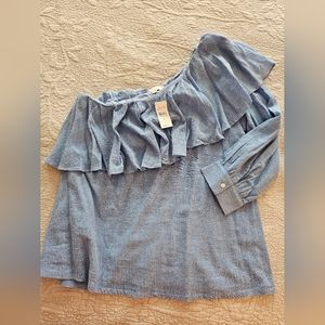 Loft one shoulder Ruffle top Size M
